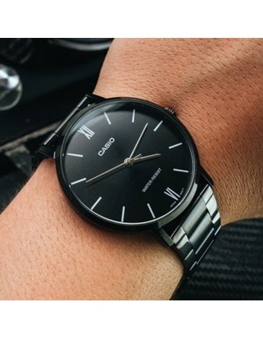 reloj clásico minimalista hombre Casio MTP-VT01B-1B 40mm baño de iones correa de acero