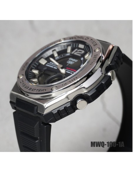 Casio Sport MWQ-100-1AV 50.6mm 100m WR correa de resina Hora Mundial 10 años batería