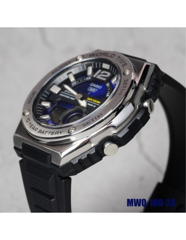 Casio Sport MWQ-100-2AV 50.6mm 100m WR correa de resina Hora Mundial 10 años batería