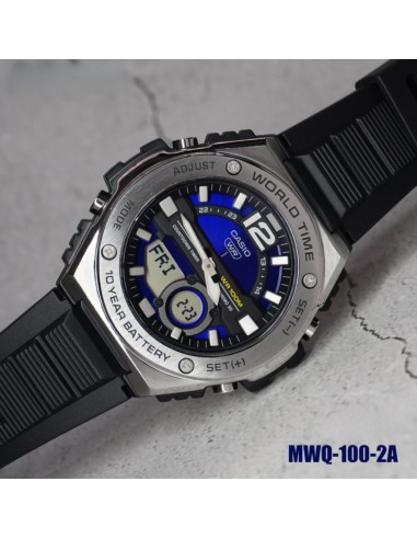 Casio Sport MWQ-100-2AV 50.6mm 100m WR correa de resina Hora Mundial 10 años batería