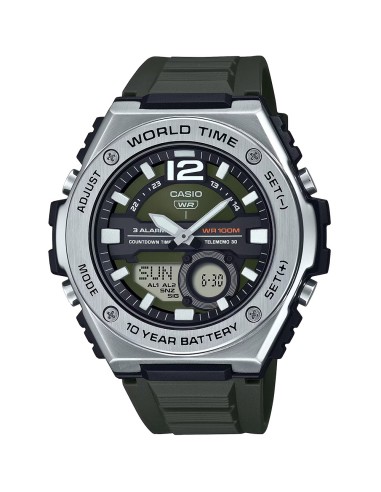 Casio Sport MWQ-100-3AV 50.6mm 100m WR correa de resina Hora Mundial 10 años batería