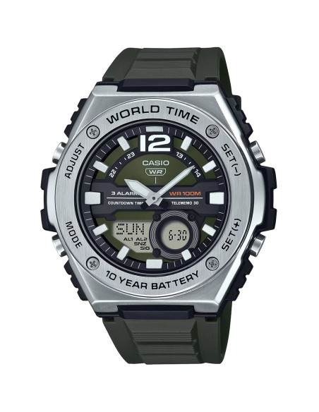 Casio Sport MWQ-100-3AV 50.6mm 100m WR correa de resina Hora Mundial 10 años batería