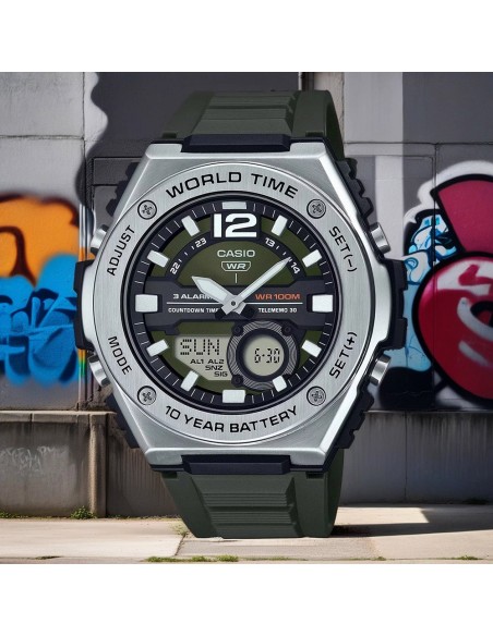 Casio Sport MWQ-100-3AV 50.6mm 100m WR correa de resina Hora Mundial 10 años batería