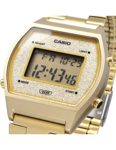 reloj unisex Casio B640WGG-9 dorado Esfera Brillante Luz de Fondo LED resistente al agua cronómetro correa de acero