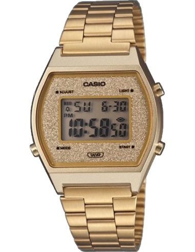 reloj unisex Casio B640WGG-9 dorado Esfera Brillante Luz de Fondo LED resistente al agua cronómetro correa de acero