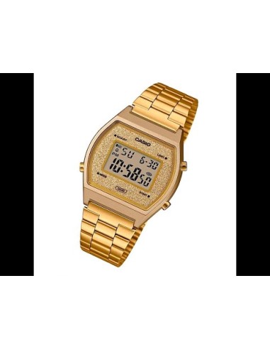 reloj unisex Casio B640WGG-9 dorado Esfera Brillante Luz de Fondo LED resistente al agua cronómetro correa de acero
