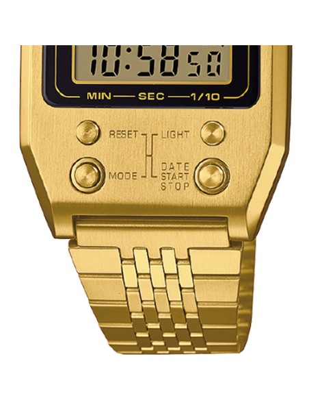 reloj digital retro vintage Casio A1100G-5 remember 52QS-14B 70’s edition 40 × 35 × 9.1 mm  baño de iones