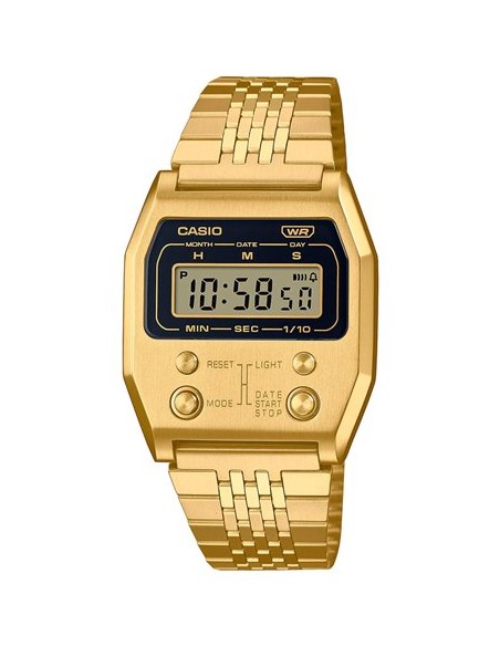 reloj digital retro vintage Casio A1100G-5 remember 52QS-14B 70’s edition 40 × 35 × 9.1 mm  baño de iones