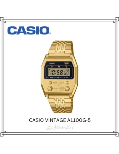 reloj digital retro vintage Casio A1100G-5 remember 52QS-14B 70’s edition 40 × 35 × 9.1 mm  baño de iones