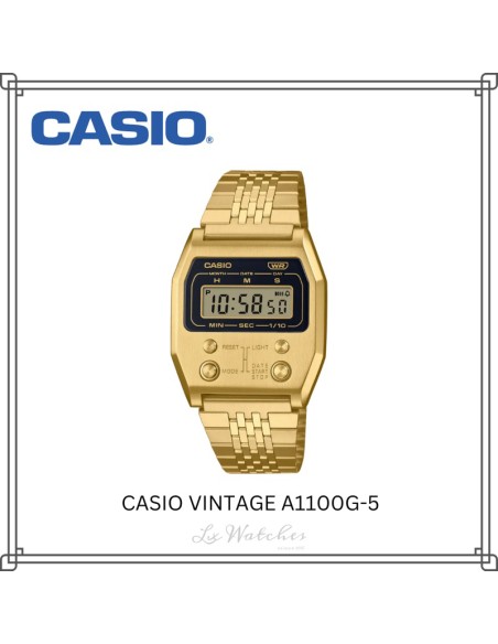 reloj digital retro vintage Casio A1100G-5 remember 52QS-14B 70’s edition 40 × 35 × 9.1 mm  baño de iones