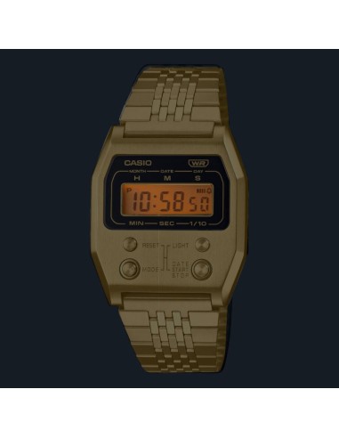 reloj digital retro vintage Casio A1100G-5 remember 52QS-14B 70’s edition 40 × 35 × 9.1 mm  baño de iones