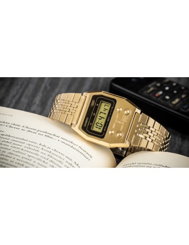 reloj digital retro vintage Casio A1100G-5 remember 52QS-14B 70’s edition 40 × 35 × 9.1 mm  baño de iones
