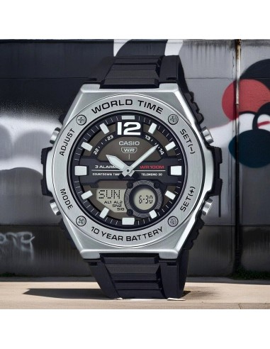 Casio Sport MWQ-100-1AV 50.6mm 100m WR correa de resina Hora Mundial 10 años batería