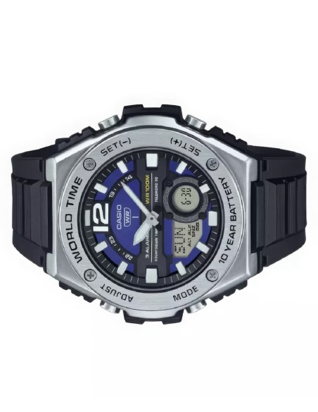 Casio Sport MWQ-100-2AV 50.6mm 100m WR correa de resina Hora Mundial 10 años batería