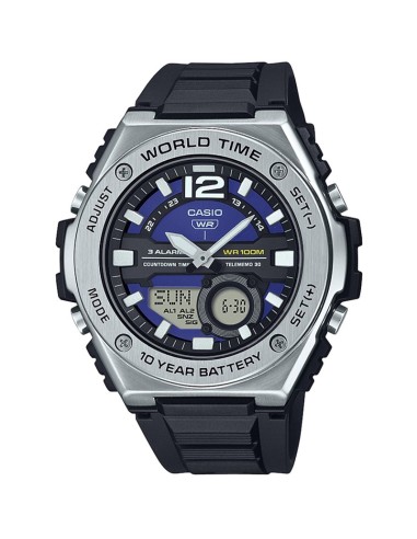 Casio Sport MWQ-100-2AV 50.6mm 100m WR correa de resina Hora Mundial 10 años batería