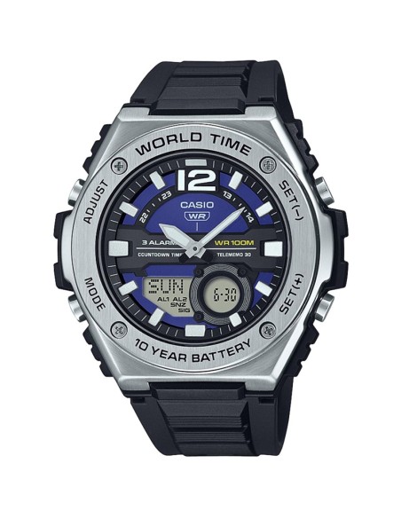 Casio Sport MWQ-100-2AV 50.6mm 100m WR correa de resina Hora Mundial 10 años batería
