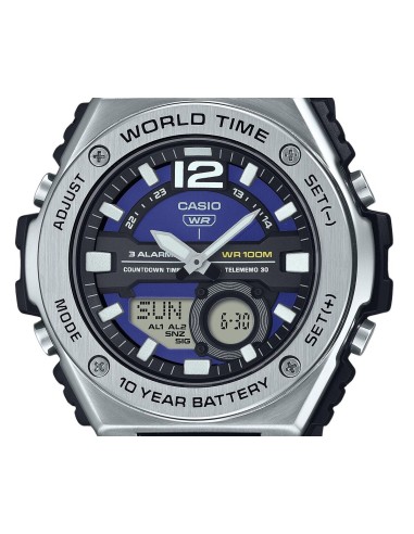 Casio Sport MWQ-100-2AV 50.6mm 100m WR correa de resina Hora Mundial 10 años batería