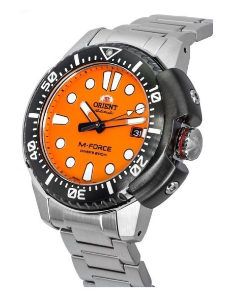 reloj automático hombre Orient M-FORCE RA-AC0L08Y 45mm cristal de zafiro 200m WR correa de acero