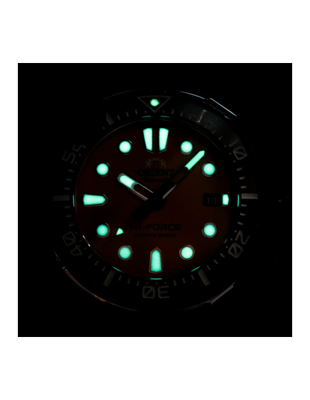 reloj automático hombre Orient M-FORCE RA-AC0L08Y 45mm cristal de zafiro 200m WR correa de acero
