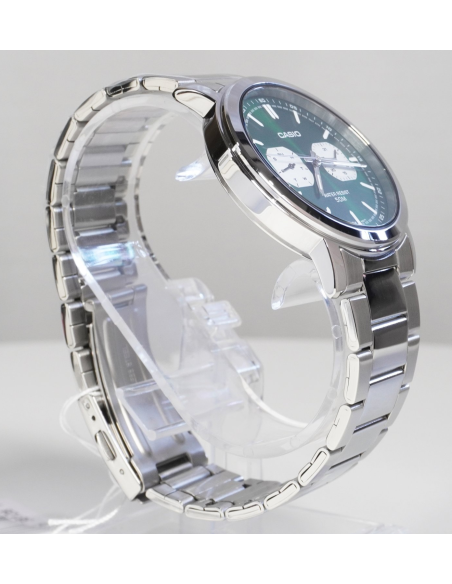 reloj clásico hombre Casio MTP-E335D-3E 41mm 50m WR correa de acero  Manecillas y marcadores luminosos