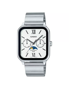 reloj clásico analógico hombre Casio Moonphase MTP-M305D-7A2 44,5 × 34 × 9,3 mm fases lunares 50m WR correa de acero