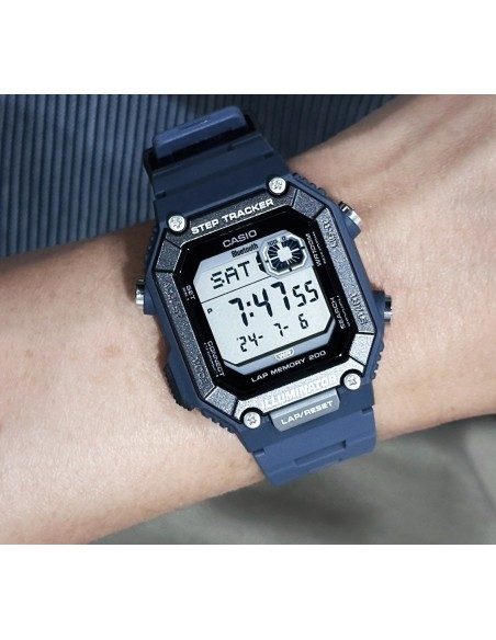reloj cronómetro deportivo Bluetooth unisex Casio StepTracker WS-B1000-2A 41.3mm Smartlink 100m WR correa de resina