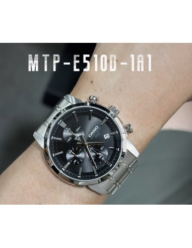 reloj cronógrafo hombre Casio MTP-E510D-1A1 42mm 50m WR correa de acero