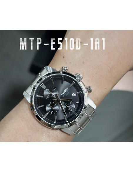 reloj cronógrafo hombre Casio MTP-E510D-1A1 42mm 50m WR correa de acero