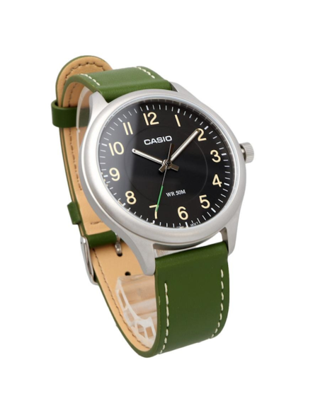 reloj clásico hombre Casio MTP-B160L-1B1 39mm 50m WR correa de cuero