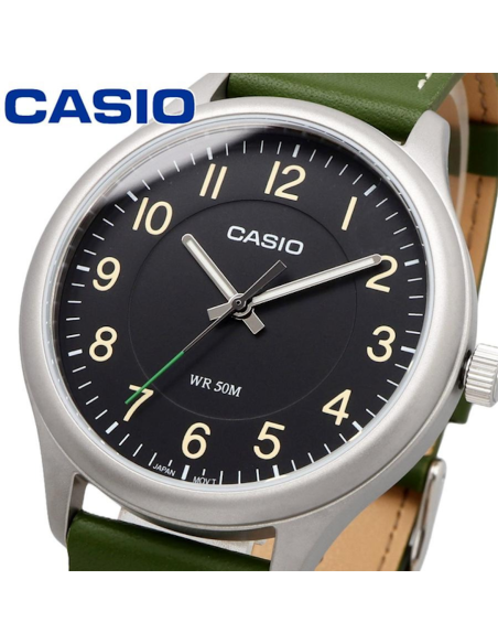 reloj clásico hombre Casio MTP-B160L-1B1 39mm 50m WR correa de cuero