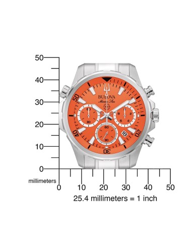 reloj cronógrafo hombre Bulova Marine Star  96B395 44mm 100m WR cristal de zafiro correa de acero