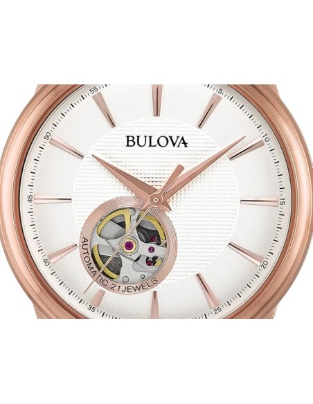 reloj automático hombre Bulova Classic Openheart 97A133 41mm correa de cuero