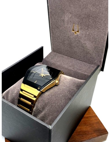 reloj hombre Bulova Futuro Gemini 97A164 Cuarzo acero inoxidable PVD Dorado dial negro