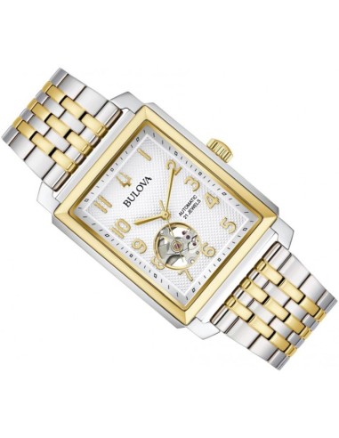 reloj automático hombre Bulova Sutton Open Heart 98A308 33mm 30m WR correa de acero