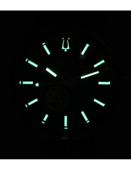 reloj cronógrafo hombre Bulova Maquina 98B381 46mm Verde Gris correa de caucho 100m WR