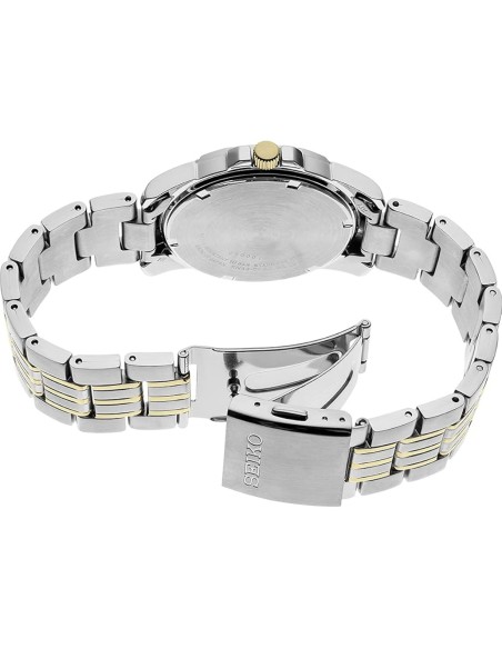 reloj clásico hombre Seiko Essentials SUR356 39.6mm 100m WR correa de acero dos tonos