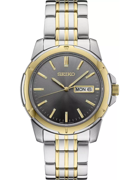 reloj clásico hombre Seiko Essentials SUR356 39.6mm 100m WR correa de acero dos tonos