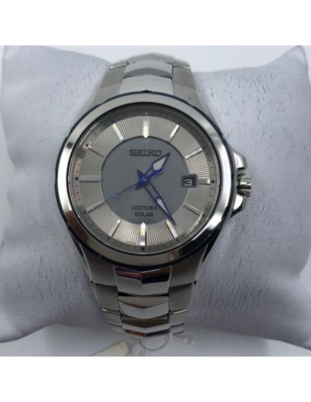 reloj hombre solar Seiko Coutura SNE565 42.5mm 100m WR cristal de zafiro correa de acero (hasta 10 meses sin recarga)