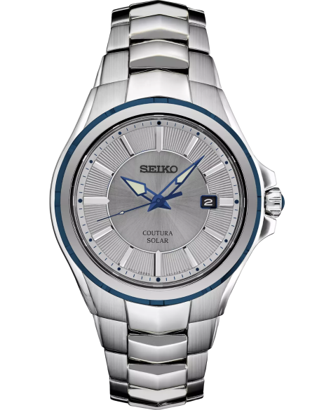 reloj hombre solar Seiko Coutura SNE565 42.5mm 100m WR cristal de zafiro correa de acero (hasta 10 meses sin recarga)