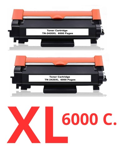 2 toner Compatibles Brother TN2420 XL - CON CHIP - TN-2420 (ALTA CAPACIDAD / JUMBO) Brother MFC L2710DW