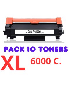 10 toner Compatibles Brother TN2420 XL - CON CHIP - TN-2420 (ALTA CAPACIDAD / JUMBO) Brother MFC L2710DW