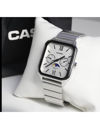 reloj clásico analógico hombre Casio Moonphase MTP-M305D-7A2 44,5 × 34 × 9,3 mm fases lunares 50m WR correa de acero