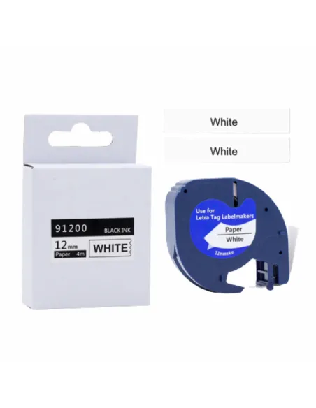 copy of Cinta 91200 Compatible Dymo LetraTag S0721510 Texto negro sobre fondo blanco - Ancho 12mm x 4 metros