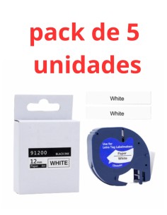 copy of Cinta 91200 Compatible Dymo LetraTag S0721510 Texto negro sobre fondo blanco - Ancho 12mm x 4 metros