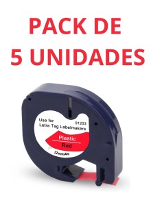 copy of Compatible Dymo LetraTag 91203 S0721630 Cinta de Etiquetas para Rotuladora - Texto negro sobre fondo rojo