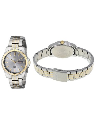 reloj clásico hombre Seiko Essentials SUR356 39.6mm 100m WR correa de acero dos tonos