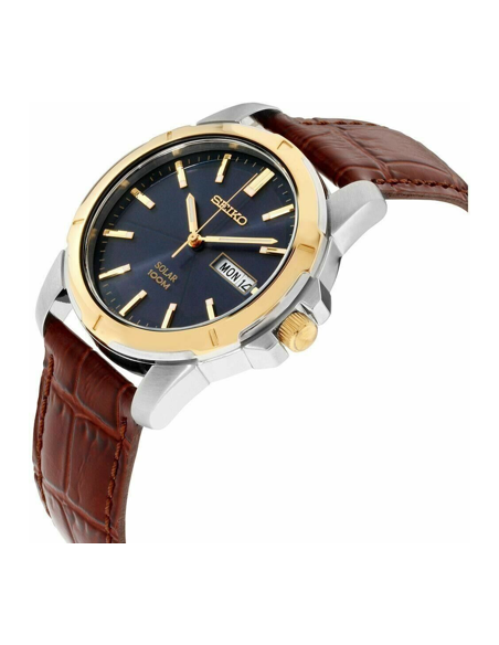 reloj clásico hombre Seiko Essentials SUR360 39.6mm 100m WR correa de cuero cuarzo