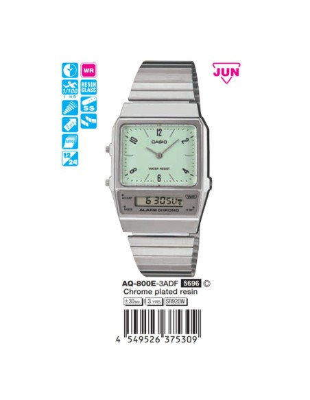 reloj unisex Casio Classic AQ-800E-3A 32.1mm Hora dual alarma cronógrafo