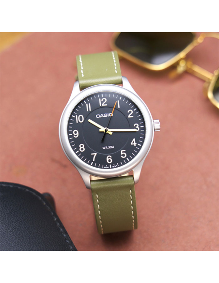 reloj clásico hombre Casio MTP-B160L-1B1 39mm 50m WR correa de cuero