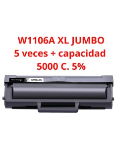 toner Compatible HP W1106A XL / 106A - CON CHIP -(Alta Capacidad) HP Laser 107a, 107w / MFP 135a, 135w, 137fnw 5000c. 5%